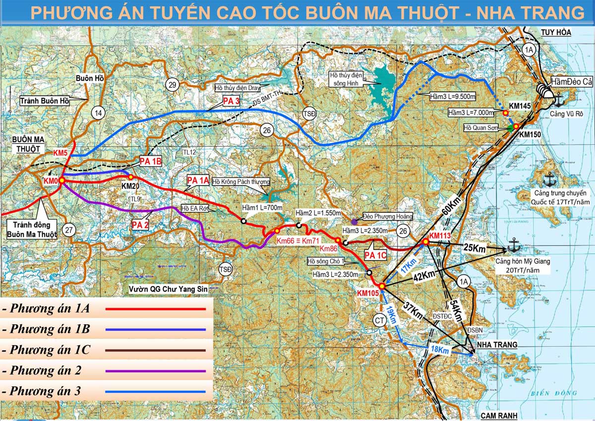 Phương án định hướng Tuyến cao tốc Buôn Ma Thuột Nha Trang - TUYẾN CAO TỐC BUÔN MA THUỘT - NHA TRANG